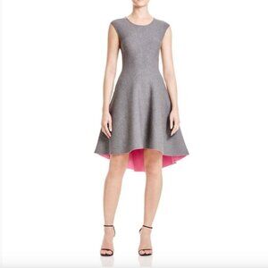 Milly High Low Fit & Flare Gray Pink Knit Dress Sleeveless Size Small